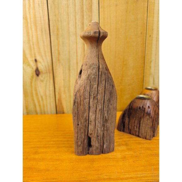 Collection of 3 Unique Vintage Rustic Live Edge Candle Holders - Picture 5 of 13